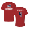 Stony Brook University Football Canvas Red Tee - #4 Roland Dempster