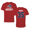 Stony Brook University Football Canvas Red Tee - #35 Paul Ronga