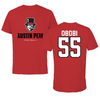 Austin Peay State University Football Red Mascot Performance Tee - #55 Chinazo Obobi