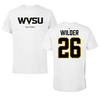 West Virginia State University Volleyball White Performance Tee - #26 Valencia Wilder
