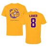 Western Illinois University Football Gold Performance Tee - #8 Brandon Lanier