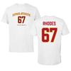 Iowa State University Football White Performance Tee - #67 Carson Rhodes