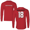 Rutgers University Lacrosse Red Performance Long Sleeve - #18 Marco Wimmershoff