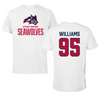 Stony Brook University Football White Tee - #95 Anthony Williams