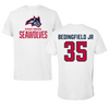 Stony Brook University Football White Tee - #35 Derell Bedingfield Jr