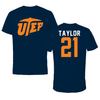 University of Texas at El Paso Football Navy Performance Tee - #21 Marquez Taylor