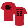 Jacksonville State University Football Red Performance Tee - #52 Maddox Sunderman