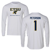 East Tennessee State University Basketball White Performance Long Sleeve - #1 Quimari Peterson