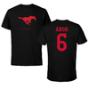 Southern Methodist University Football Black Tee - #6 Omari Abor