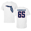 Florida Atlantic University Football White Tee - #65 Braden Cunningham