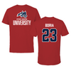 Stony Brook University Football Canvas Red Tee - #23 Brandon Boria