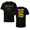 Long Beach State University Baseball Black Performance Tee - #16 Roman Meyers