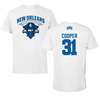 University of New Orleans Basketball White Performance Tee - #31 Zoe Cooper