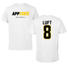 Appalachian State University Baseball White Tee - #8 Riley Luft