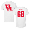 University of Houston Football White Performance Tee - #68 Kaleb Davis