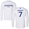 Queens University of Charlotte Baseball White Long Sleeve - #7 Jake Barbour