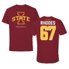 Iowa State University Football Cardinal Tee - #67 Carson Rhodes