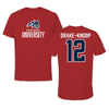 Stony Brook University Football Canvas Red Tee - #12 Tyler Drake-Knoop