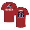 Stony Brook University Football Canvas Red Tee - #86 Cole Bunicci