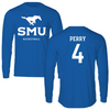 Southern Methodist University Basketball Blue Mascot Long Sleeve - #4 Jiya Perry