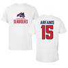 Stony Brook University Football White Tee - #15 Christopher Arfanis