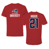 Stony Brook University Football Canvas Red Tee - #21 Brandon Higgs