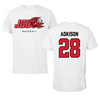 Jacksonville State University Baseball White JSU Tee - #28 Ethan Adkison