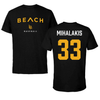 Long Beach State University Baseball Black Performance Tee - #33 Alexander Mihalakis