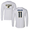East Tennessee State University Football White Performance Long Sleeve - #11 Blake Howard