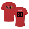 Illinois State University Football Red Redbird Performance Tee - #80 Jaylen West