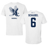 Dickinson State University Baseball White Tee - #6 Jackson Schaubel