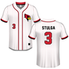 Illinois State University White Pinstripe Baseball Jersey - #3 Luke Stulga