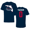 Florida Atlantic University Football Navy State Tee - #0 Milan Tucker