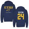 East Tennessee State University Football Navy Hoodie - #24 Ezra Sexton