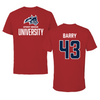 Stony Brook University Football Canvas Red Tee - #43 Brendan Barry