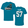 Coastal Carolina University Football Teal Tee - #57 Zac Elam