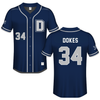 Dickinson State University Navy Baseball Jersey - #34 Ezekiel Dokes