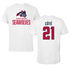 Stony Brook University Soccer White Performance Tee - #21 Gabrielle Côté