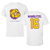 Western Illinois University Volleyball White Performance Tee - #16 Melaina Hawblitzel