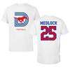 Southern Methodist University Football White Performance Tee - #25 Justin Medlock