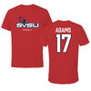 Saginaw Valley State University Baseball Red Tee - #17 Ryan Adams