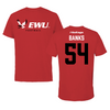 Eastern Washington University Football Red Block Tee - #54 Jaren Banks