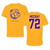 Western Illinois University Football Gold Performance Tee - #72 Brandon McCray