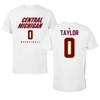 Central Michigan University Basketball White Tee - #0 Brian Taylor