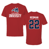 Stony Brook University Football Canvas Red Tee - #22 Cal Redman