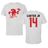 Jacksonville State University Football Light Gray Performance Tee - #14 Perry Carter Jr