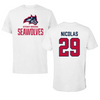 Stony Brook University Football White Performance Tee - #29 Willensky Nicolas