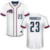 Stony Brook University White Pinstripe Baseball Jersey - #23 Ty Panariello