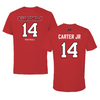 Jacksonville State University Football Red Jersey Performance Tee - #14 Perry Carter Jr