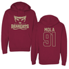 Willamette University Football Cardinal Hoodie - #91 Elijah Mola